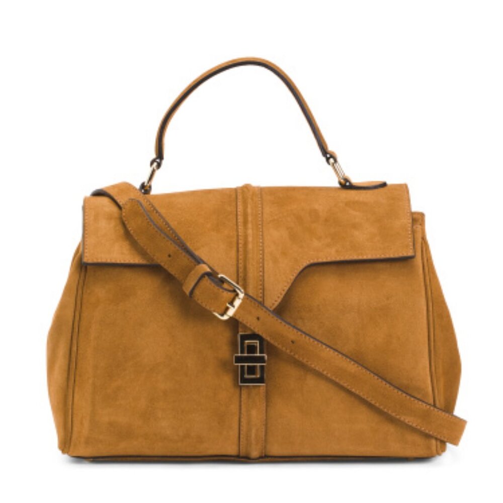 NWT Amerai Cuoio  Genuine Suede Top Handle Satchel